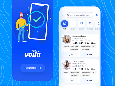 Voila App - Splash Screen and dashboard UI design