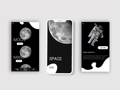 Space App app application flat illustration moon space ui ui design ux ux design