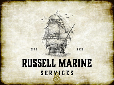 made for russell marine services logo beer label brand identity branding branding design design drawing drawingart hand drawn illustration logo orders tattoo vintage logo