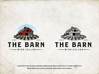 THE BARN WINE CELLAR alcohol black and white brand identity branding branding design design drawing farm graphic design hand drawn illustration label logo order tattos vintage logo wine