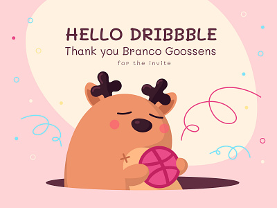Hello Dribbble character design deer dribbble dribbble debut dribbble invite happiness happy illustration invite serpentine thank toy