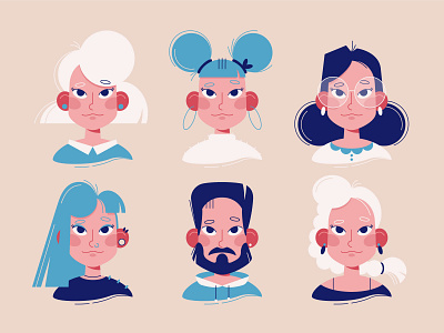 Faces icons accessory adobe illustrator character character design design face faces head human illustration illustrator people person portrait