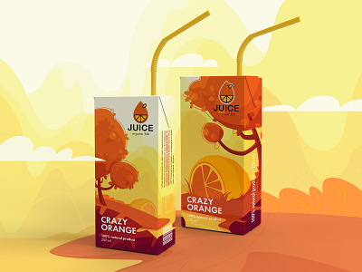 Package of orange juice adobe illustrator brand brand design branding design illustration juice landscape logo logo design orange packaging packaging design vector