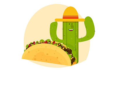 Character Funny Mexican Cactus cartoon character comic cute flat food illustrator mexican sombrero taco tacos vector vector illustration