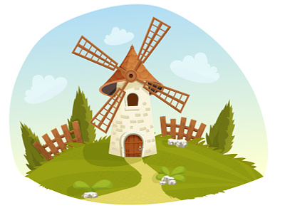 Windmill cartoon background background cartoon fairy gui illustration illustrator landscape textured ui vector windmill