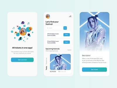 Mobile App Design for Events & Festivals app application daily dailyui design event events illustration mobile music party profile tickets ui