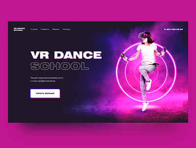 VR dance school / Main page concept concept design landing landing page minimal ui ux vr web website