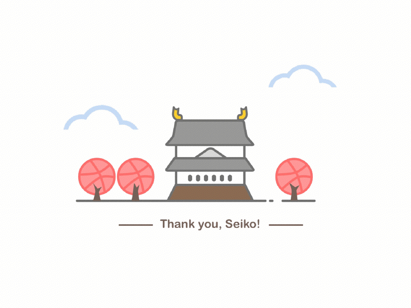 Hello Dribbble! animation debut firstshot japan castle japanesecastle spring