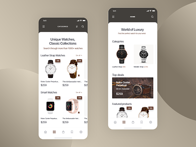 E-commerce watches app app ecommerce ecommerce app ecommerce design home home screen product product design ui ui ux ui design uidesign uiux user experience userinterface