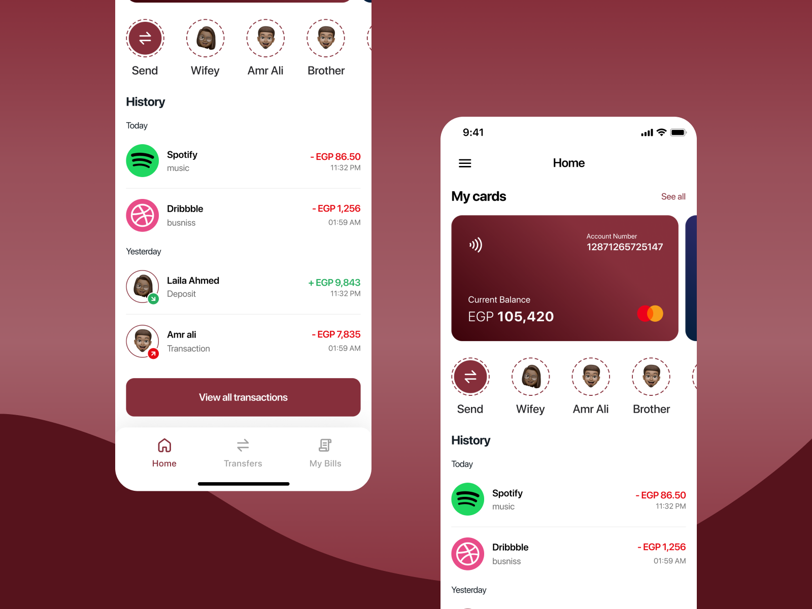 Banking app - homepage by basma asaad on Dribbble