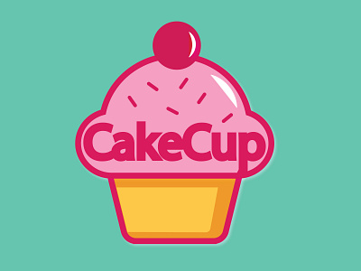 Daily Logo Challenge: Day 18 | CakeCup blue branding cherry cupcake daily logo daily logo design dailylogo dailylogochallenge day 18 design harris robert illustration pink pinky shading teal yellow
