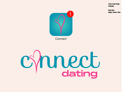Daily Logo Challenge: Day 41 | Connect connect daily logo daily logo design dailylogo dailylogochallenge dating dating app dating logo dating website harris robert illustration logo love love heart love logo lovers pink teal