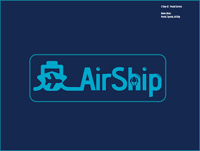 Daily Logo Challenge: Day 42 | AirShip airship blue branding daily logo daily logo design dailylogo dailylogochallenge design harris robert illustration logo parcel plane postal ship speedy