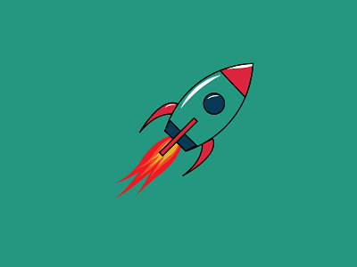 Rocket Ship blue colorful colors fins flame illustration illustration art illustration design illustration digital illustrations illustrator red rocket ship shading space spaceship teal vector