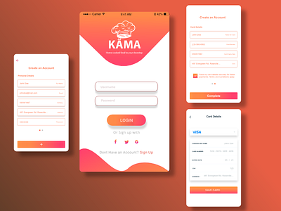 Kama - Customer On boarding login login form login page login screen mobile app design mobile design mobile ui onboarding register form registration registration page ui design