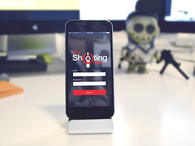 The Shooting Club app application blue design mobile application red shooting club sign in page