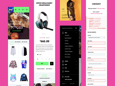 Mobile pages for Spesh website / eCommerce / Glitch