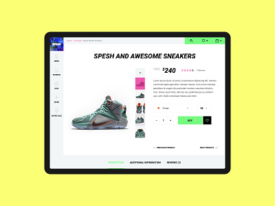 Product page for Spesh website / eCommerce Cyberpunk style basov buy cyberpunk ecommerce ecommerce design glitch glitch effect minimal product product card product design product page responsive design shop sneakers spesh store template ui web
