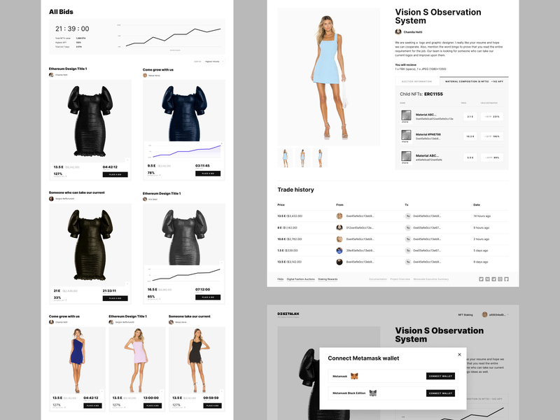 All Bids. Digitalax Auctions / Blockchain Platform / NFT Market coin crypto digital art finance luxury luxury design minimal money nft shop store ui ux web website
