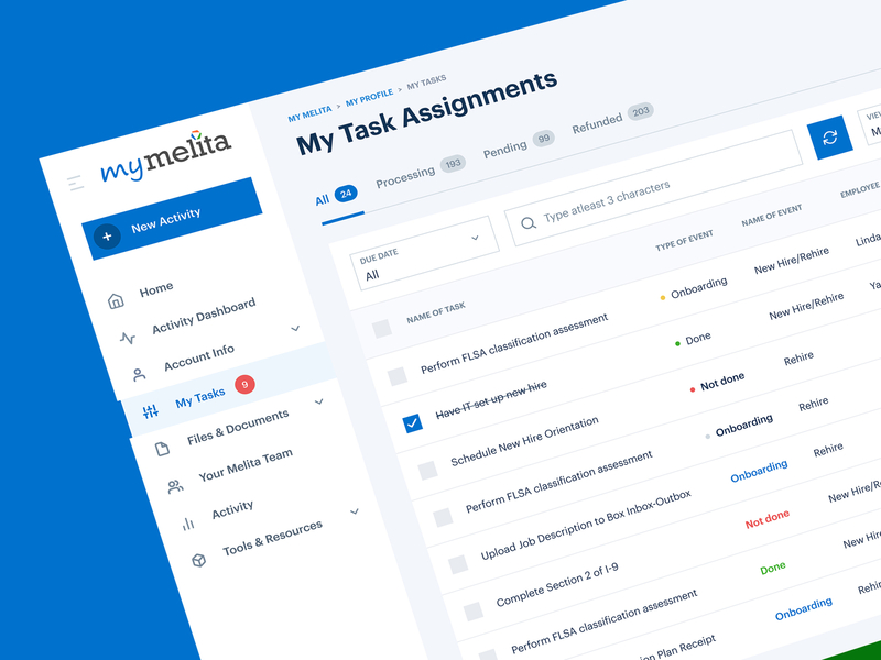 MyMelita Dashboard. My task assignments for Melita group admin basov branding business charts dashboard graphic design hr logo melita group mymelita outsourcing people saas task task assignments ui uidashboard ux web