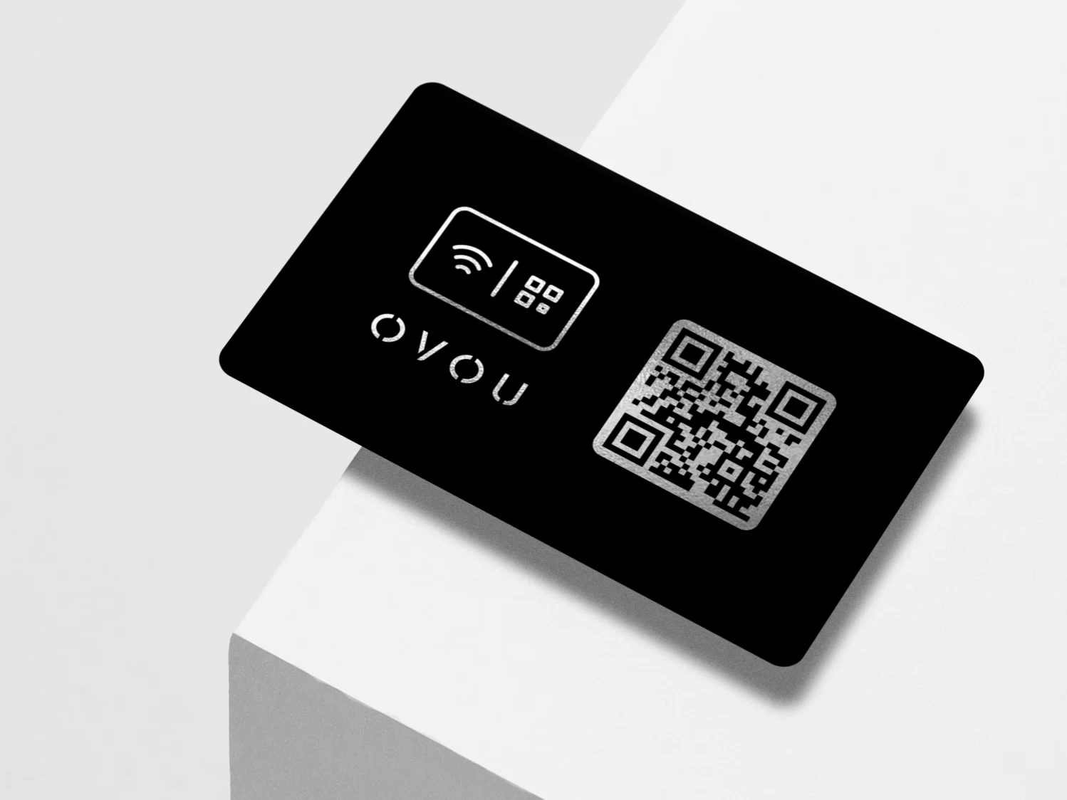 Animation card for OVOU. Matt black plastic business card by Basov UI