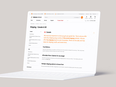 Shipping Canada & US page for NexusCellular website redesign accessories basov basovdesign canada carriers cellular ecommerce logo magento magento2 nexuscellular orange parts phones shipping page shop store ui ux web
