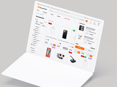 Shopping cart popup for NexusCellular website accessories basov basovdesign canada carriers cellular ecommerce magento magento2 nexuscellular orange parts phones popup shop shopping cart store ui web