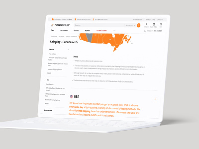 Shipping page for NexusCellular website redesign. Magento 2 accessories basov basovdesign canada carriers cellular ecommerce logo magento magento2 nexuscellular orange parts phones shipping page shop store ui web