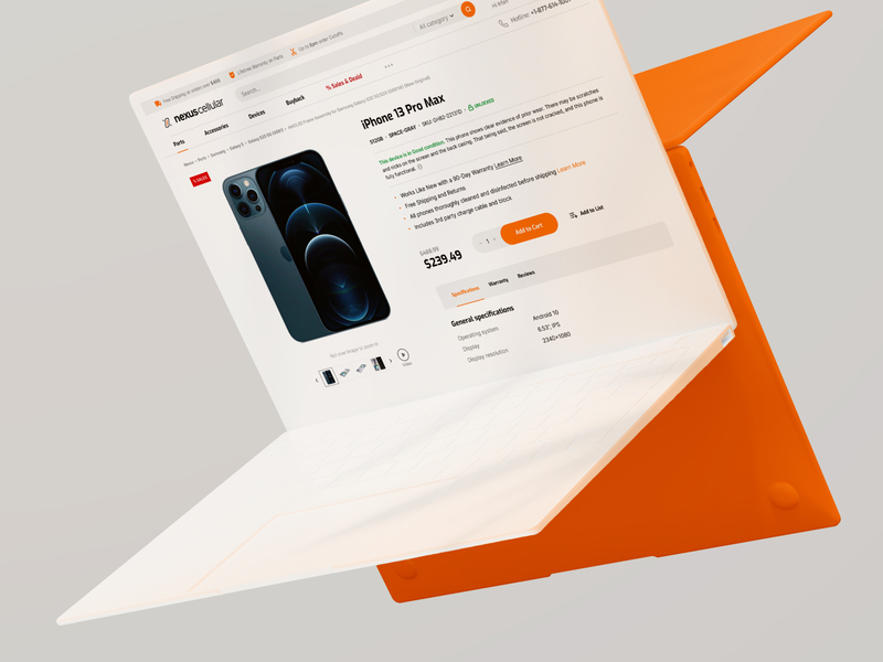 Product page for NexusCellular. Magento 2 store. Canada accessories basov basovdesign canada carriers cellular ecommerce logo magento magento2 nexuscellular orange parts phones product page shop store ui usa web