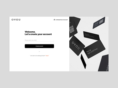 Dashboard. Create account for OVOU Smart Business Card. SaaS basovdesign create account dashboard for teams login page ovou saas smart business card ui website