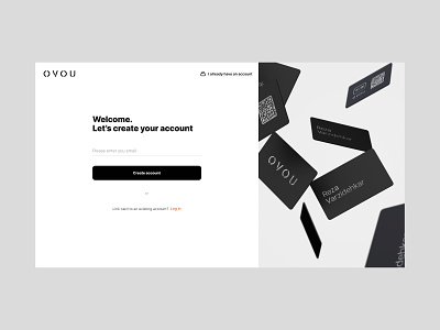 Dashboard. Create account for OVOU Smart Business Card. SaaS