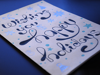 Happy Holidays! card christmas free gift happy holidays lettering new year psd template winter wishes