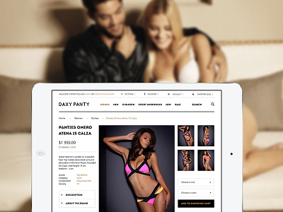 Daxy Tablet daxy ecommerce lingerie minimalistic shop store template underwear webdesign