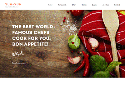 Yum Yum Landing chefs delivery dishes food hezy hezytheme psd restaurant tasty template webdesign yum yum