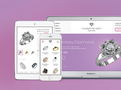 Awesome Gem - Responsive Template accessories diamond ecommerce jewelry minimalistic psd purple responsive shop store template