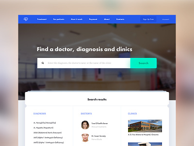 Day 008 — Search, Results clinics doctor health medical results search site ui ux web