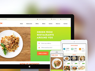 Yum Yum. Responsive website chefs delivery dishes eat food hezy responsive restaurant tasty template webdesign yum yum