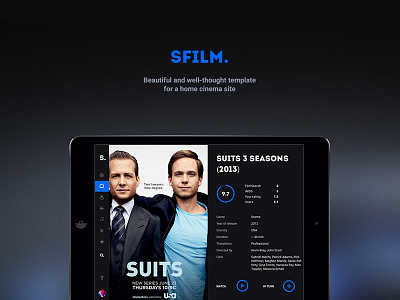 SFilm black cinema film movie psd serial template ui ux web website