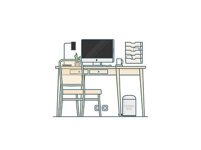 Home Office 02 coding flat design furniture illustration inkscape interior vector