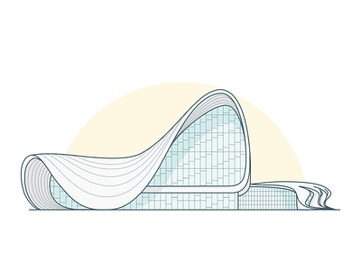 The Heydar Aliyev Center architecture building flat design graphic design illustration inkscape minimalist vector zahahadidarchitects