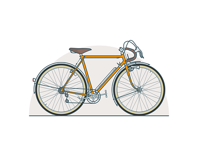 Vintage Roadbike audax bicycle flat design illustration inkscape minimalist randonneuring roadbike tourdefrance vector vintage