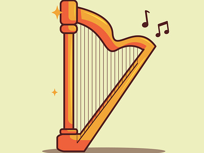 Harp art branding design flat for sale harp icon illustration illustrator instrument logo music vector