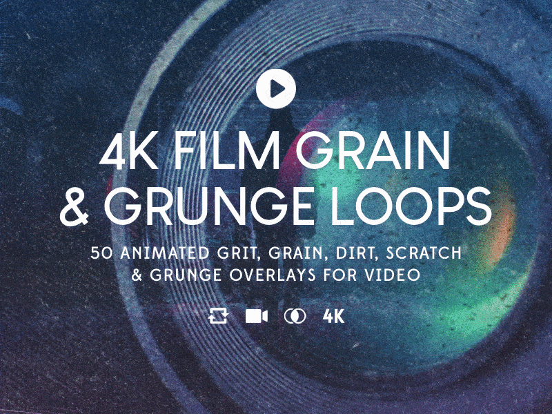 Animated Film Grain & Grunge Loops .mp4 4k animated brushes creative market effect footage grunge hd loops overlays pattern retro stock subtle texture vfx video vintage