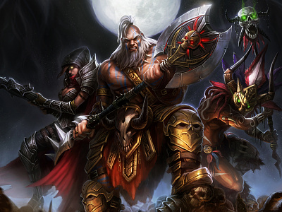 Diablo 3 Reaper of Souls art barbarian demon diablo digital game hunter illustration maltheal promotional