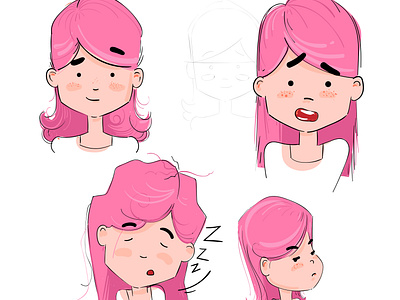 pink hair girl illustration