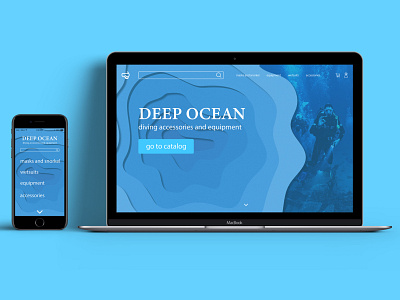DEEP OCEAN (diving equipment) blue and white diving mobile ui ocean