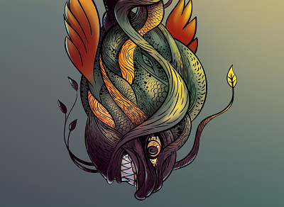 Illustration "Angry tree fish" adobe illustrator adobe photoshop art illustration vector wacom tablet