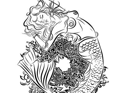 Mermaid (print for t-shirt) adobe illustrator art artwork vector art