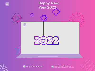 Happy New Year 2022 2022 branding design graphic design happynewyear illustration logo minimal modern modernlogo newyear2022 professional logo ui vector
