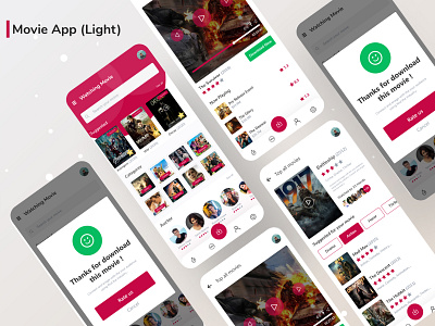 Movie App (Light) cartoons cinema clean design listing minimalistic mobile app mobile ui movie movie app movie streamning search streaming theater tv show ui ux